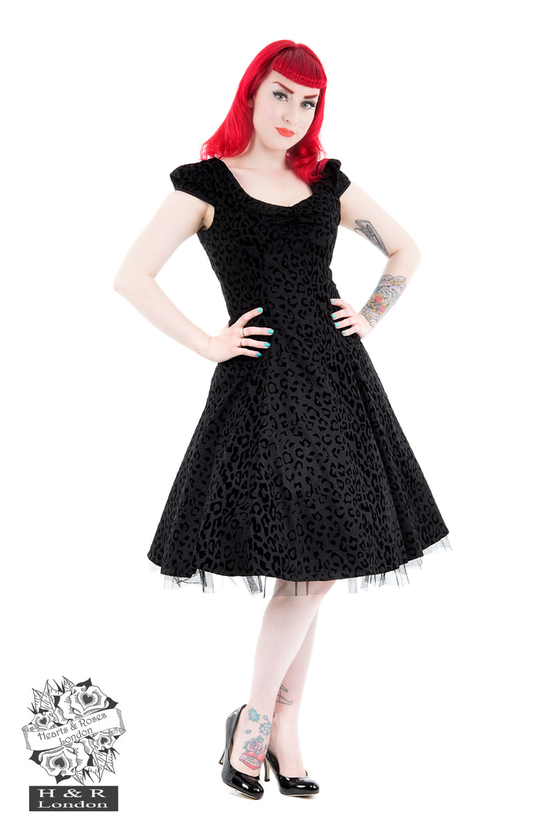 Black Leopard Flocked Felina Dress